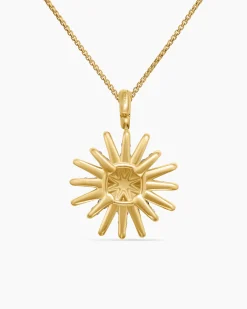 Starburst Pendant Necklace 18K Yellow Gold with Diamonds, 20mm