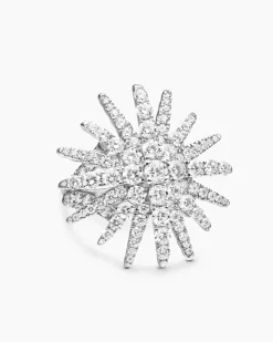 Starburst Ring 18K White Gold with Diamonds, 28mm
