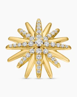 Starburst Stud Earrings 18K Yellow Gold with Diamonds, 19mm