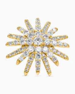 Starburst Stud Earrings 18K Yellow Gold with Diamonds, 19mm
