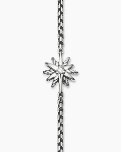 Starburst Teen Bracelet Sterling Silver with Center Diamond, 8mm