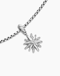 Starburst Teen Necklace Sterling Silver with Center Diamond, 8mm