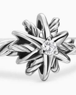 Starburst Teen Ring Sterling Silver with Center Diamond, 8mm