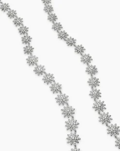 Starburst Tennis Necklace 18K White Gold with Diamonds, 12.5mm