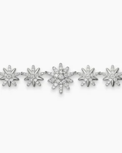 Starburst Tennis Necklace 18K White Gold with Diamonds, 12.5mm