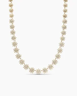 Starburst Tennis Necklace 18K Yellow Gold with Diamonds, 12.5mm