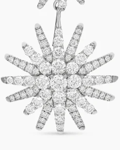 Starburst Triple Drop Earrings 18K White Gold with Diamonds, 51mm