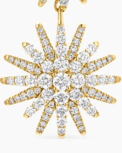Starburst Triple Drop Earrings 18K Yellow Gold with Diamonds, 51mm