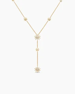 Starburst Y Necklace 18K Yellow Gold with Diamonds, 76.7mm