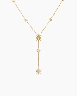 Starburst Y Necklace 18K Yellow Gold with Diamonds, 76.7mm