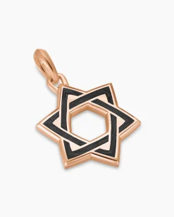 Star of David Amulet 18K Rose Gold with Forged Carbon, 25mm