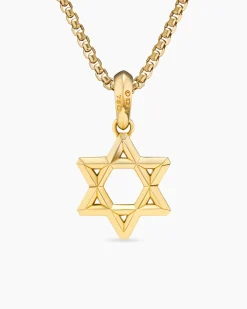 Star of David Pendant 18K Yellow Gold with Diamonds, 19mm