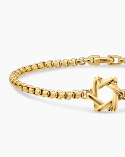 Star of David Station Bracelet 18K Yellow Gold, 3.4mm