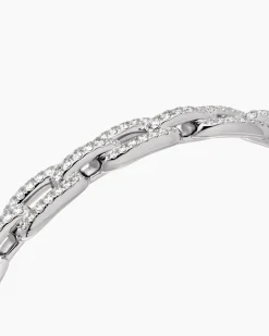 Stax Chain Link Bracelet 18K White Gold with Diamonds, 7mm