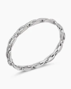 Stax Chain Link Bracelet 18K White Gold with Diamonds, 7mm