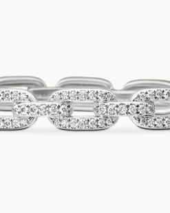 Stax Chain Link Bracelet 18K White Gold with Diamonds, 7mm