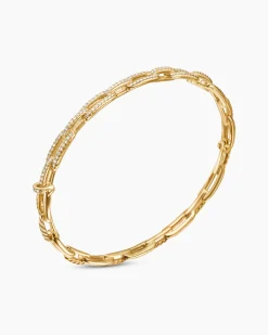 Stax Chain Link Bracelet 18K Yellow Gold with Diamonds, 4mm