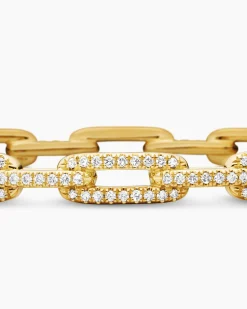 Stax Chain Link Bracelet 18K Yellow Gold with Diamonds, 4mm