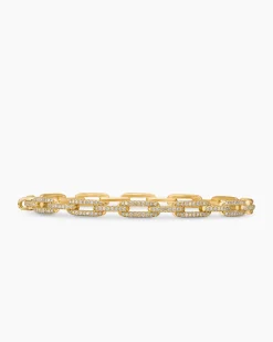 Stax Chain Link Bracelet 18K Yellow Gold with Diamonds, 4mm