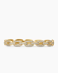 Stax Chain Link Bracelet 18K Yellow Gold with Diamonds, 7mm