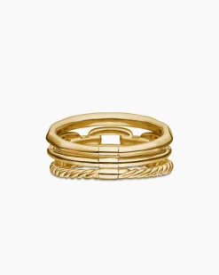 Stax Three Row Ring 18K Yellow Gold with Diamonds, 9.5mm