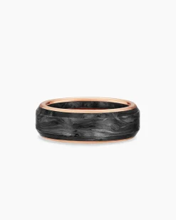 Streamline® Band Ring 18K Rose Gold with Forged Carbon, 8mm