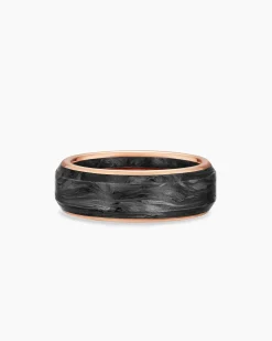 Streamline® Band Ring 18K Rose Gold with Forged Carbon, 8mm