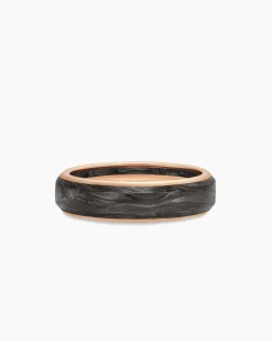 Streamline® Band Ring 18K Rose Gold with Forged Carbon, 6mm