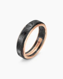 Streamline® Band Ring 18K Rose Gold with Forged Carbon, 6mm