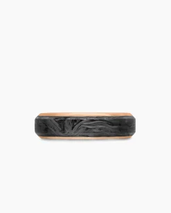 Streamline® Band Ring 18K Rose Gold with Forged Carbon, 6mm