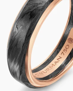 Streamline® Band Ring 18K Rose Gold with Forged Carbon, 6mm