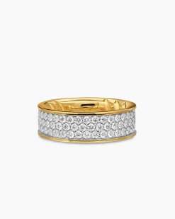 Streamline® Band Ring 18K Yellow Gold with Diamonds, 7.6mm