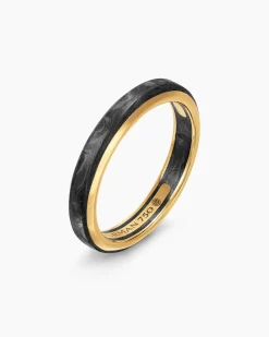 Streamline® Band Ring 18K Yellow Gold with Forged Carbon, 4mm