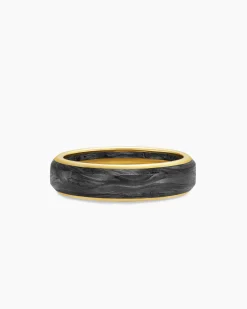 Streamline® Band Ring 18K Yellow Gold with Forged Carbon, 6mm