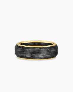 Streamline® Band Ring 18K Yellow Gold with Forged Carbon, 8mm