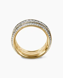 Streamline® Beveled Band Ring 18K Yellow Gold with Diamonds, 8.5mm