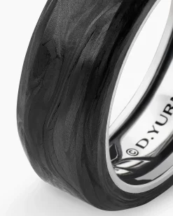 Streamline® Beveled Band Ring Sterling Silver with Forged Carbon, 8.5mm
