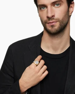 Streamline® Bold Signet Ring 18K Yellow Gold with Diamonds, 23.4mm
