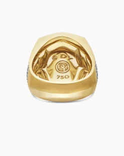 Streamline® Bold Signet Ring 18K Yellow Gold with Diamonds, 23.4mm