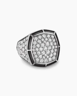 Streamline® Bold Signet Ring Sterling Silver with Diamonds, 23.4mm