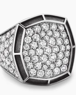 Streamline® Bold Signet Ring Sterling Silver with Diamonds, 23.4mm
