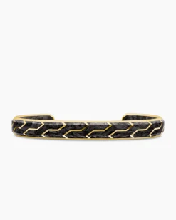 Streamline® Cuff Bracelet 18K Yellow Gold with Forged Carbon, 8.5mm