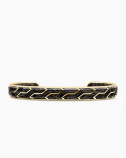 Streamline® Cuff Bracelet 18K Yellow Gold with Forged Carbon, 8.5mm