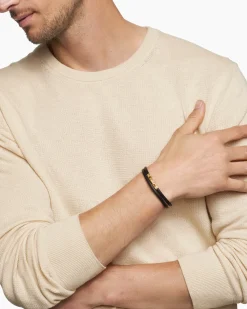 Streamline® Double Wrap Bracelet Black Leather with 18K Yellow Gold, 5.2mm