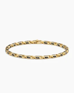 Streamline® Faceted Chain Bracelet 18K Yellow Gold with Forged Carbon, 4.3mm