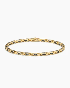 Streamline® Faceted Chain Bracelet 18K Yellow Gold with Forged Carbon, 4.3mm