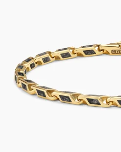 Streamline® Faceted Chain Bracelet 18K Yellow Gold with Forged Carbon, 4.3mm