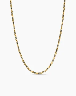 Streamline® Faceted Chain Necklace 18K Yellow Gold with Forged Carbon, 4.3mm