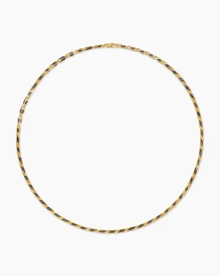 Streamline® Faceted Chain Necklace 18K Yellow Gold with Forged Carbon, 4.3mm