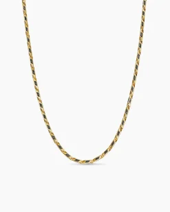 Streamline® Faceted Chain Necklace 18K Yellow Gold with Forged Carbon, 4.3mm